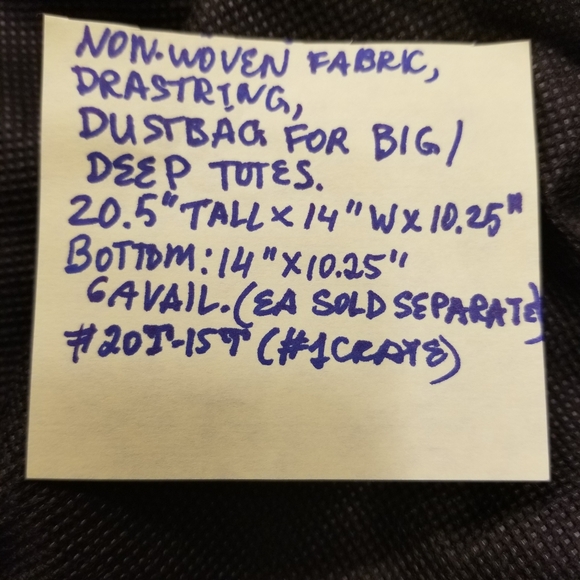 ✅20.5"X14"X10.25" Black Protective Dust Bag for Extra-Large Deep Totes Drawstrin - Picture 8 of 9